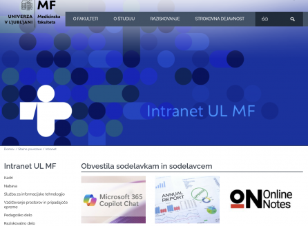 Intranet UL MF: Nadgrajena interna spletna stran UL MF za vse zaposlene