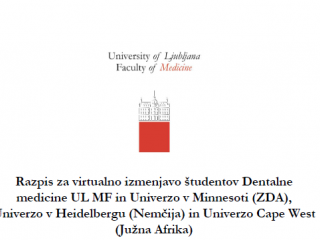 Razpis za virtualno mobilnost študentov Dentalne medicine