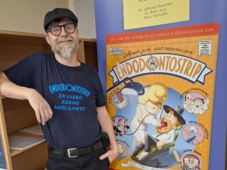 Zobozdravstvena karikatura v galeriji ljubljanskem Medicinske fakultete